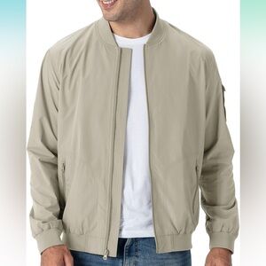 Lightweight Bomber Jacket Causal/ Windbreaker Light Jacket in light khaki